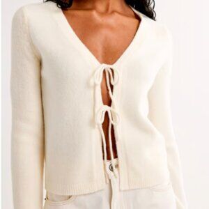 NWOT Abercrombie Tie Front Cardigan | Cream, Medium